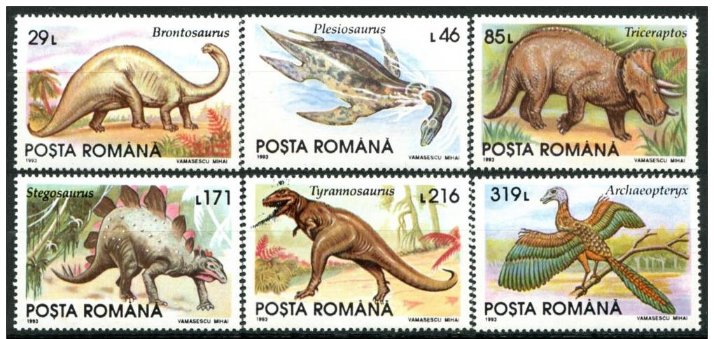 Roumanie - Y&T 4082 à 4087 ** - Dinosaures - Animaux Préhistoriques - Nuovi