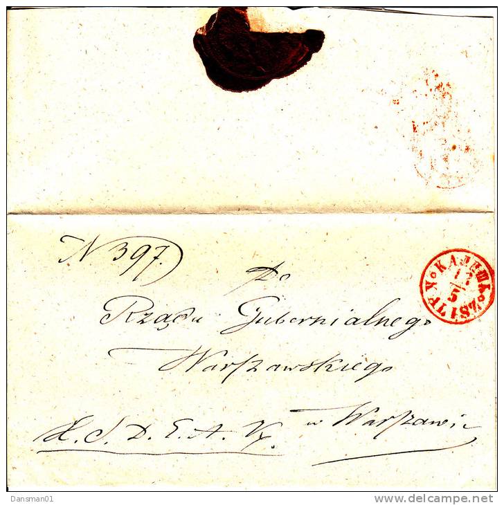 Poland Prephilatelic Cover KALISZ 1846 In Red To Warsaw Type 117F Russian/polish - ...-1860 Voorfilatelie