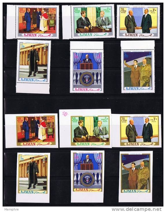 AJMAN  1970  President Eisenhower  Perf And Imperf Complete Sets  MNH ** - Ajman