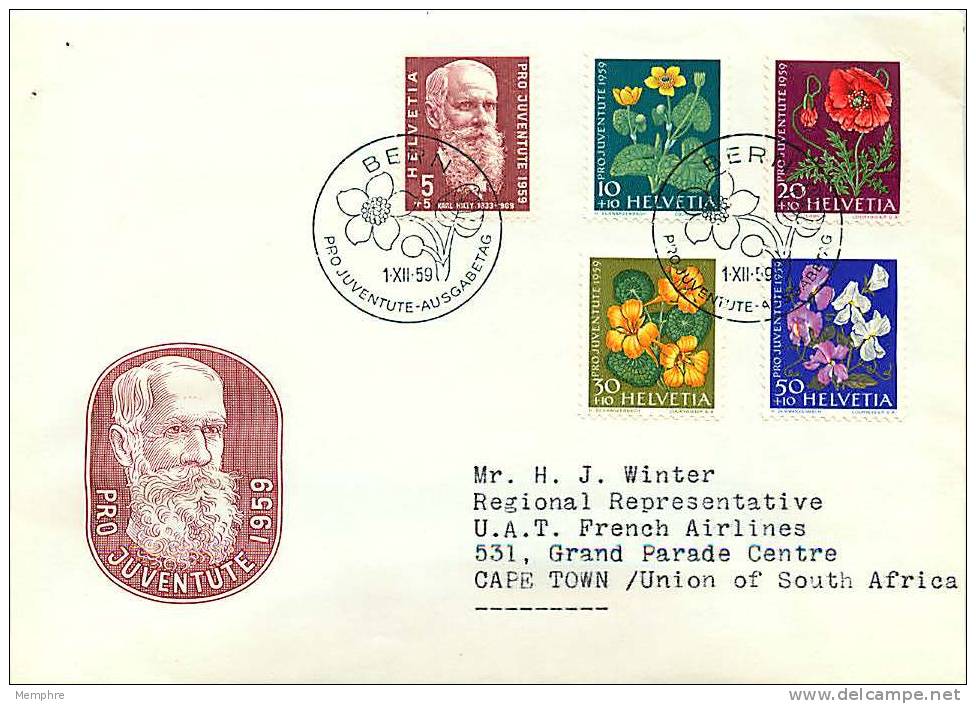 1959  Pro Juventute  Fleurs    Zum 1178-182 - FDC