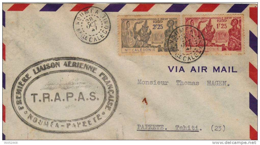 177/178    RARE Expo De New-York     T.R.A.P.A.S  Cachet D´arrivée PAPEETE           (class) - Other & Unclassified