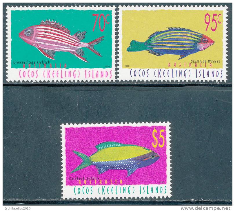 COCS SIS;ANDS 1998 FISH SC# 327-329 VF MNH A TOUGH TO FIND SET - Cocos (Keeling) Islands