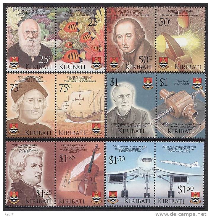KIRIBATI - 2006 - Exploration Et Innovation, Colomb, Darwin, Mozart Et Autres - 12v Neuf ** // Mnh - Kiribati (1979-...)