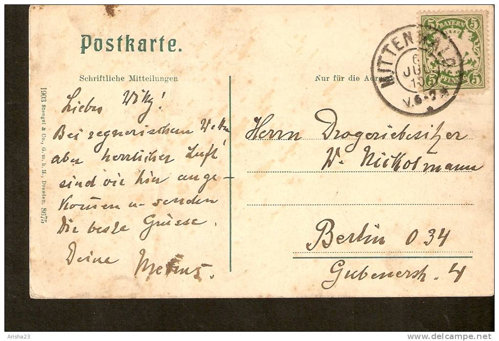 440. Germany, Mittenwald - Partie Mit Karwendel - 1903 - Stengel - Passed Mitten Hald Post In 1910 - Mittenwald