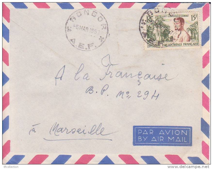 Bongor Tchad Afrique Colonie Française Lettre Par Avion Pour Marseille Marcophilie - Briefe U. Dokumente