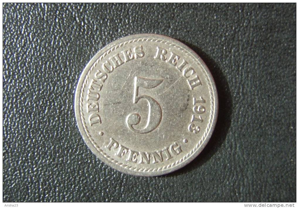 Id.D23-A-02. Germany, 5 PFENNIG 1913 A  - Wilhelm II - 5 Pfennig