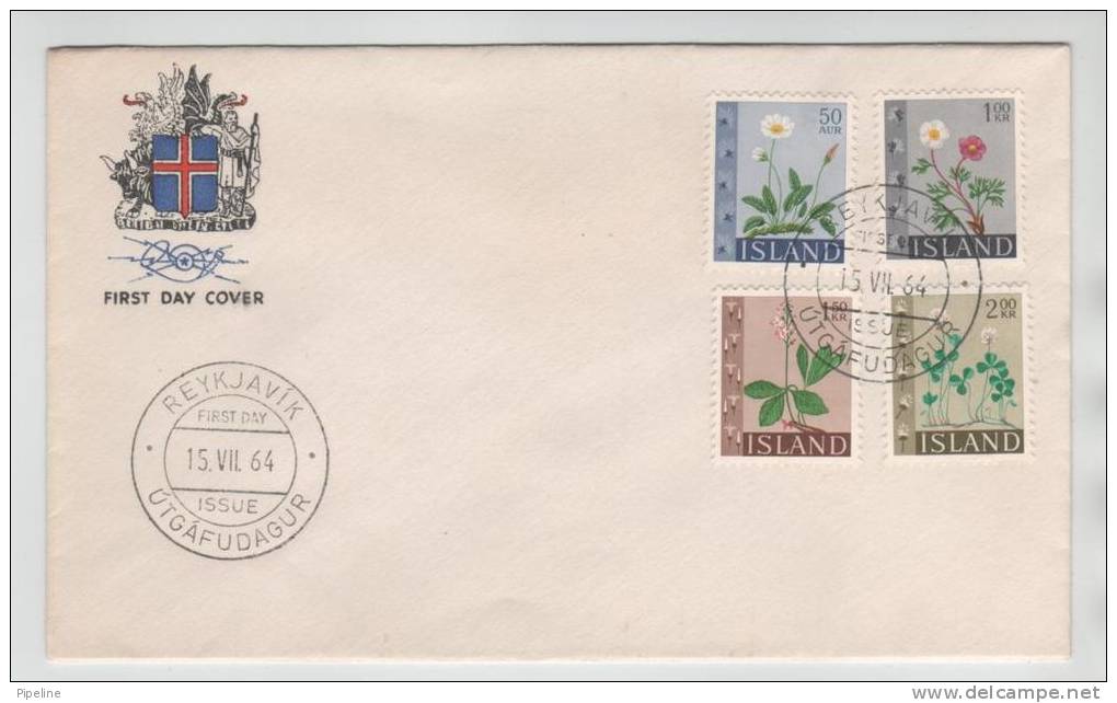 Iceland FDC Complete Set Of 4 FLOWERS 15-7-1964 - FDC