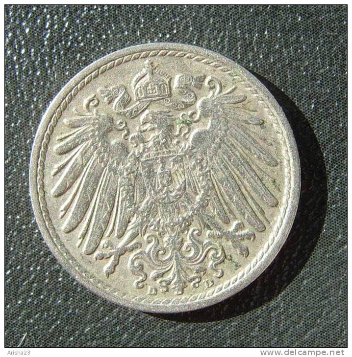 Id.D18-D-01. Germany, 5 PFENNIG 1908 D  - Wilhelm II - 5 Pfennig
