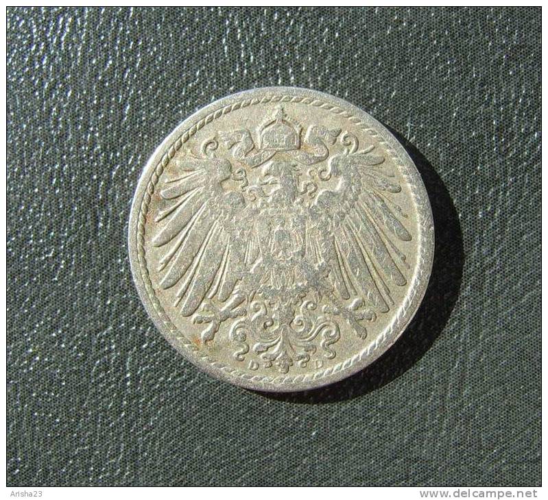 Id.D18-D-02. Germany, 5 PFENNIG 1908 D  - Wilhelm II - 5 Pfennig