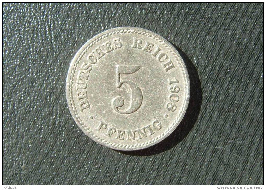 Id.D18-J. Germany, 5 PFENNIG 1908 J  - Wilhelm II - 5 Pfennig