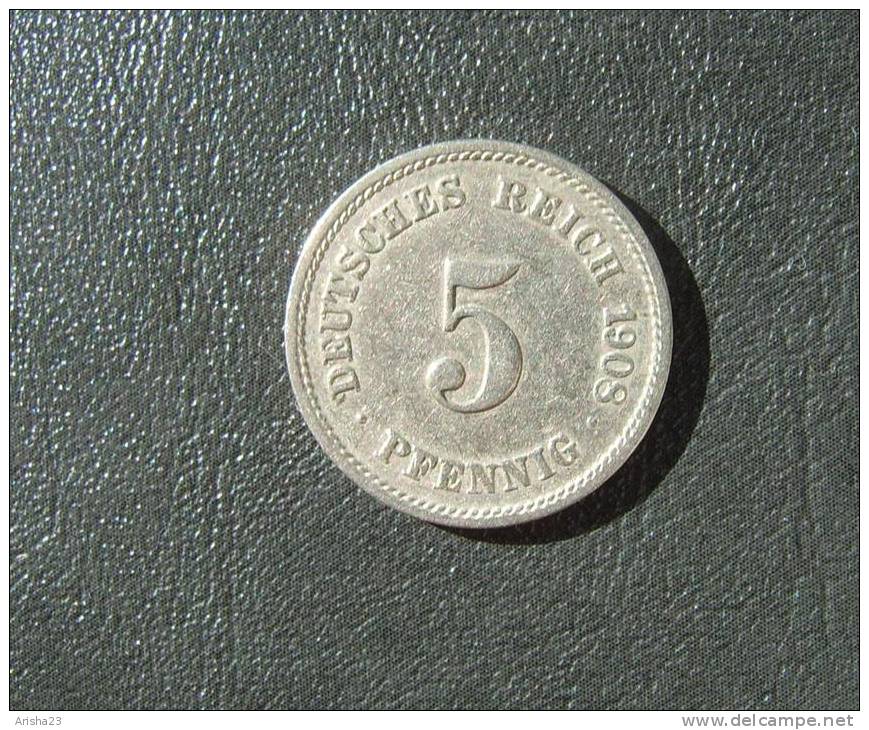 Id.D18-G. Germany, 5 PFENNIG 1908 G  - Wilhelm II - 5 Pfennig