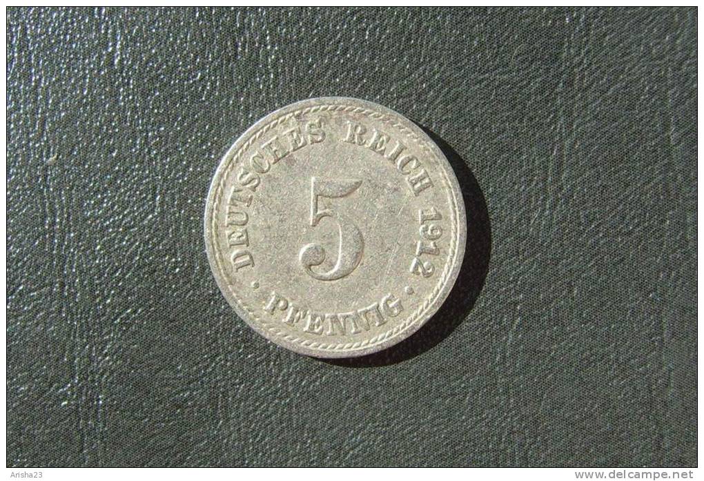 Id.D22-A-01. Germany, 5 PFENNIG 1912 A - Wilhelm II - 5 Pfennig