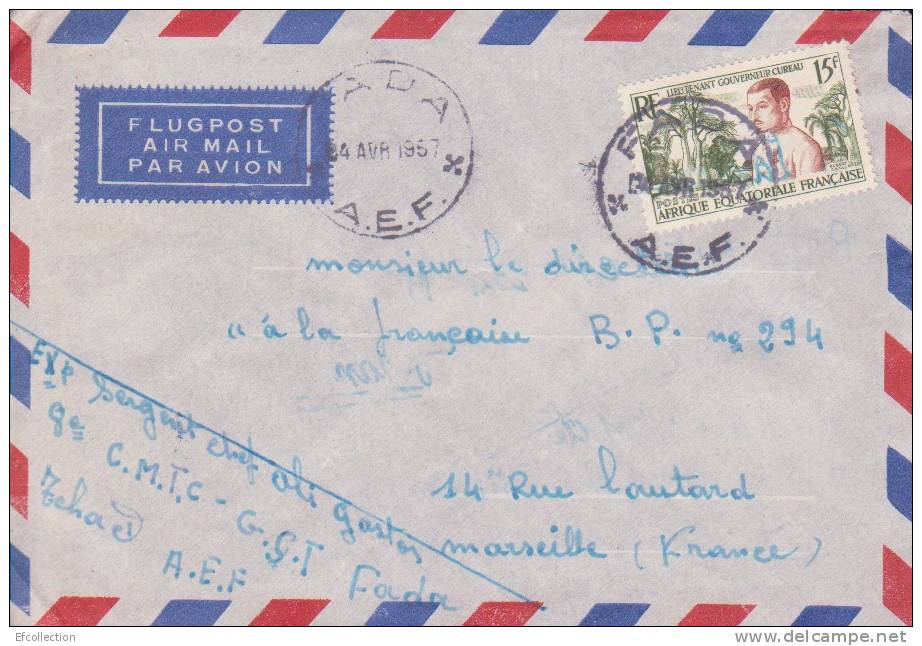 Fada ( Petit Bureau ) Tchad Afrique Colonie Française Lettre Par Avion Pour Marseille Marcophilie - Briefe U. Dokumente