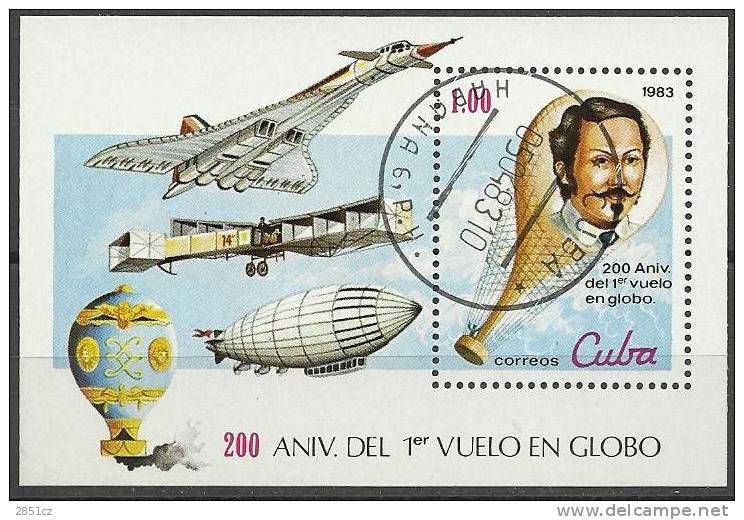 200th ANNIVERSARY OF BALLON FLIGHT, Cuba, 1983., Block - Blocs-feuillets