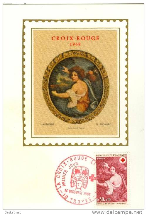 FRANCE CARTE MAXIMUM CROIX ROUGE NICOLAS MIGNARD L´AUTOMNE 1968 - Impressionisme