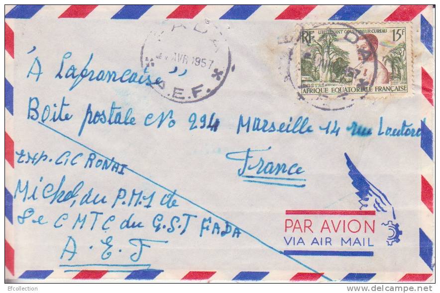 Fada ( Petit Bureau ) Tchad Afrique Colonie Française Lettre Par Avion Pour Marseille Marcophilie - Lettres & Documents