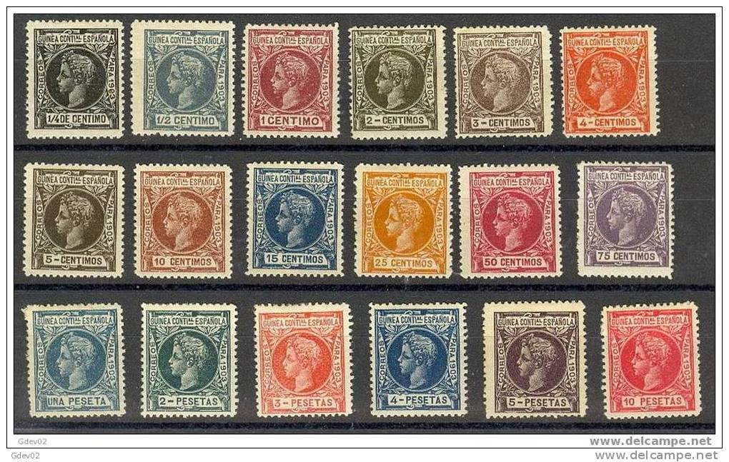 GUI09-L2048TAN.Espagne.Sp Ain.Guinee..GUI NEA ESPAÑOLA ALFONSO XIII  1903.(Ed 9/26*) - Unused Stamps