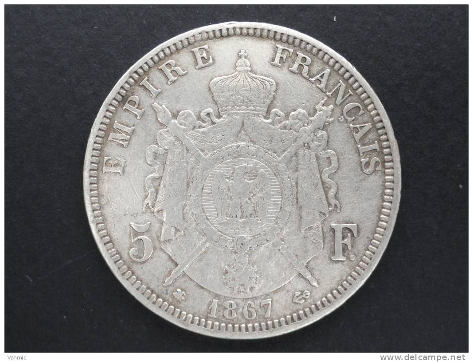 1867 A - 5 Francs NAPOLEON III - Tête Laurée - Argent - Otros & Sin Clasificación