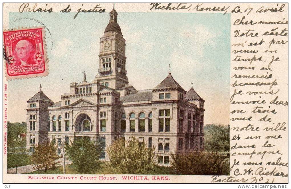 Etats-Unis > KS - Kansas > WICHITA - Sedgwick County Court House (Palais De Justice) (Stamp  2 Cents Red Washington, - Wichita