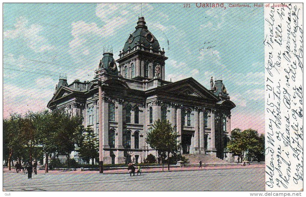 Etats-Unis- California > OAKLAND- Hall Of Justice (Palais De Justice)(année 1907)(Ed Charles Weidner) Timbre Stamp - Oakland