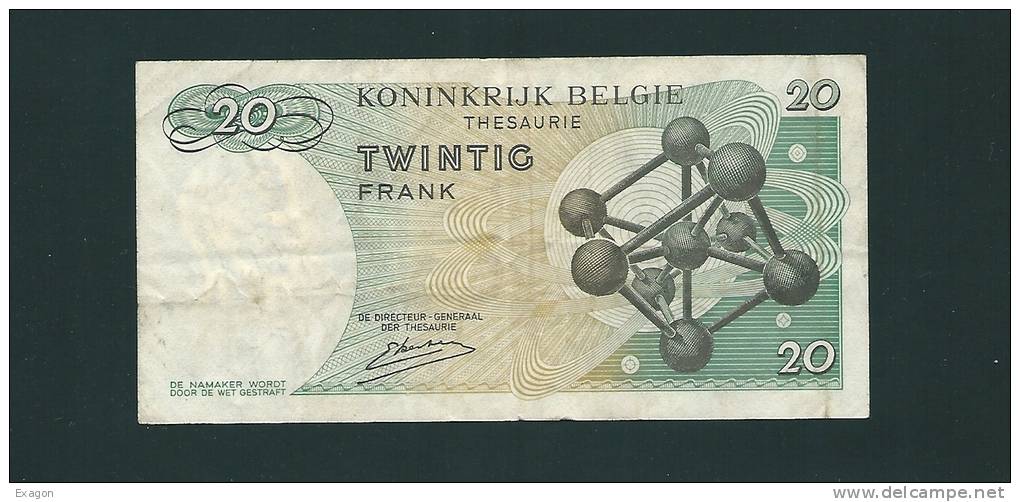 20  FRANCS   Del  BELGIO -  Anno 1964. - Andere & Zonder Classificatie