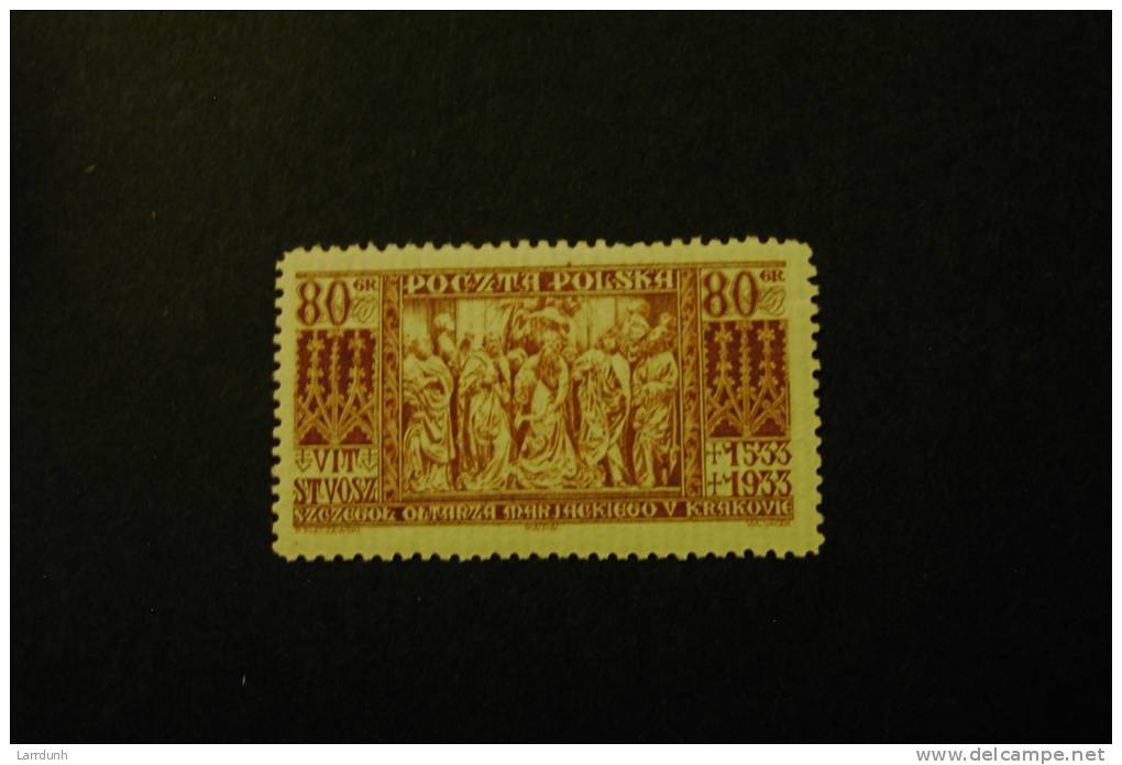 Poland 277 Altar Panel Of St Mary´s Church Cracow Veit Stoss Sculptor And Woodcarver Hinged 1933 A04s - Unused Stamps