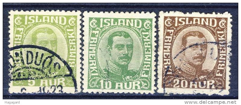 #D1532. Iceland 1921-22. Michel 99-101. Used(o) - Used Stamps