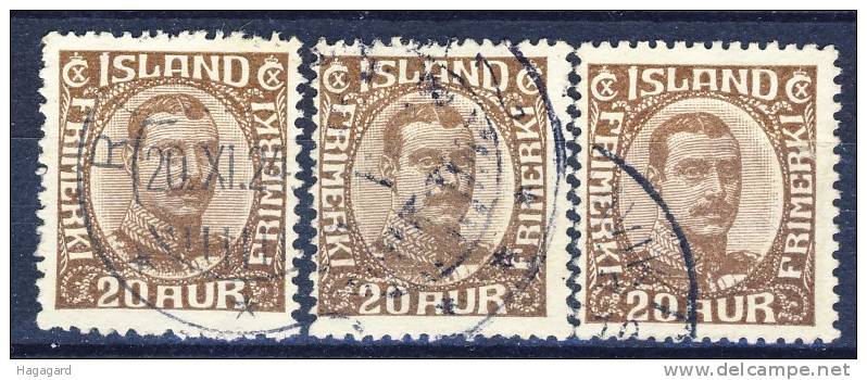 #D1535. Iceland 1922. Michel 101 (x3). Used(o) - Oblitérés