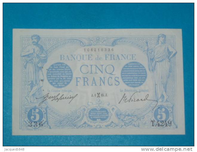 5 Fr Bleu Type 1905 - Du 14 Février 1915 - SUP - N° 662 - W. 13435 - 6 épinglages - 3/4 Petites Marques De Plis - 5 F 1912-1917 ''Bleu''