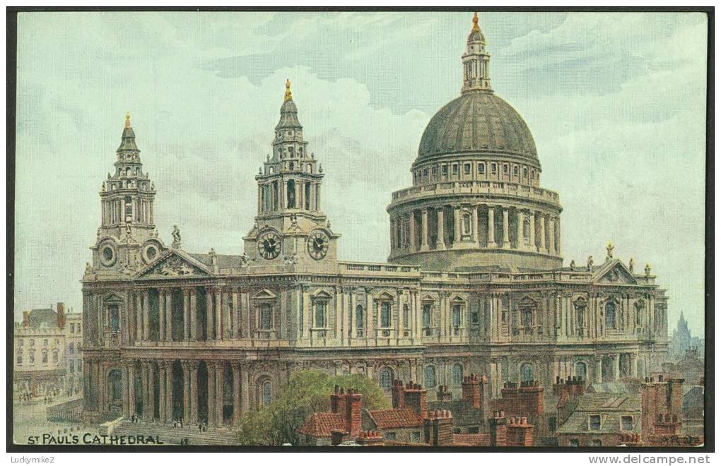 "St Paul's Cathedral",  A C1925 Salmon Postcard (number 1054), Based On A Painting By 'A R Quinton'. - St. Paul's Cathedral