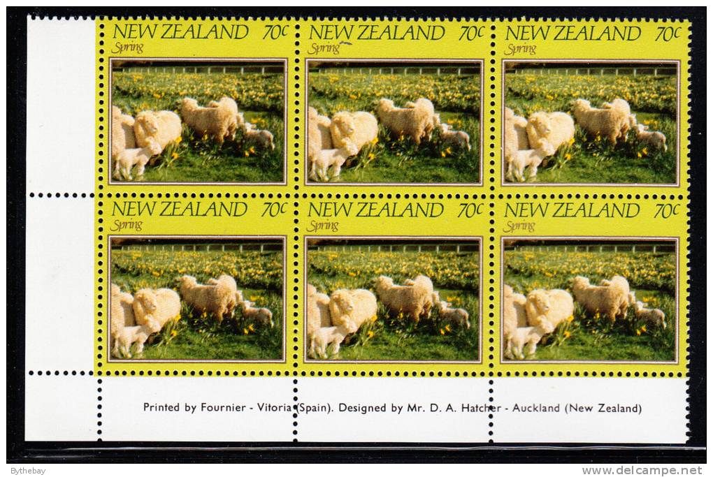 New Zealand Scott #751 MNH Inscription Block Of 6 70c Wairarapa - Blocks & Sheetlets
