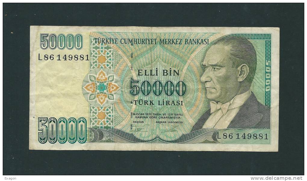 Banconota  Da 50.000  TURK  LIRASI  -  TURCHIA  - Anno  1970. - Turquie