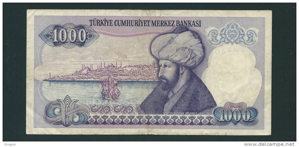 Banconota  Da 1.000  TURK  LIRASI  -  TURCHIA  - Anno  1970. - Turquie