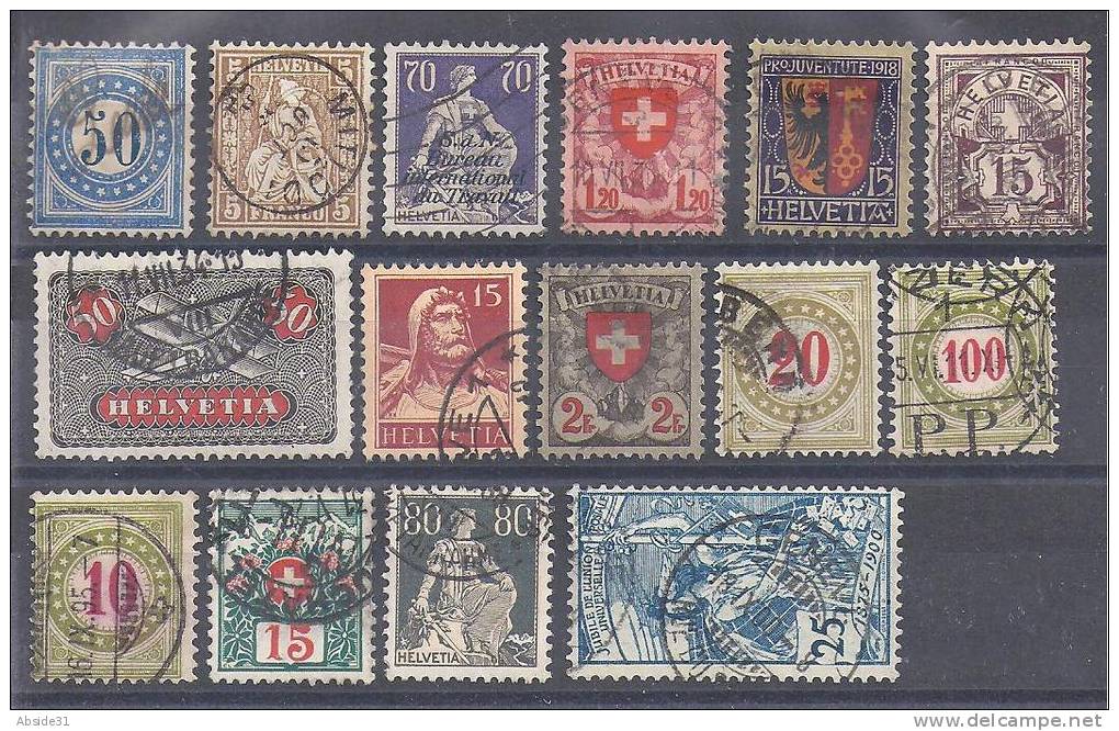 SUISSE - Lot  De  15  Timbres  Oblitérés  TTB - Cote  Yvert  158 € - Collections