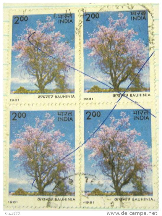 India 1981 4x Flowering Trees Bauhinia 2r - Used - Gebruikt