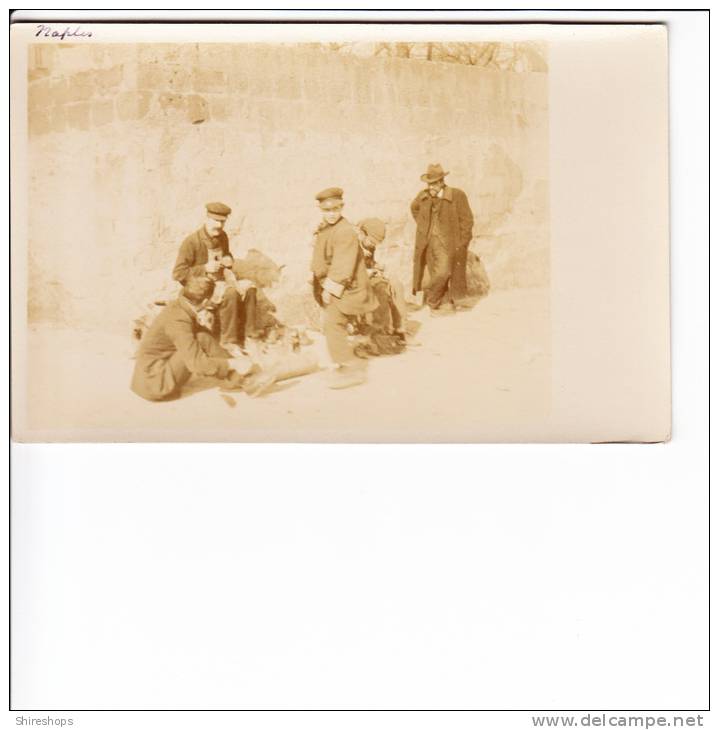 Real Foto Photograph Napoli Naples Italy Boys Men Fixing Shoe - Napoli (Naples)