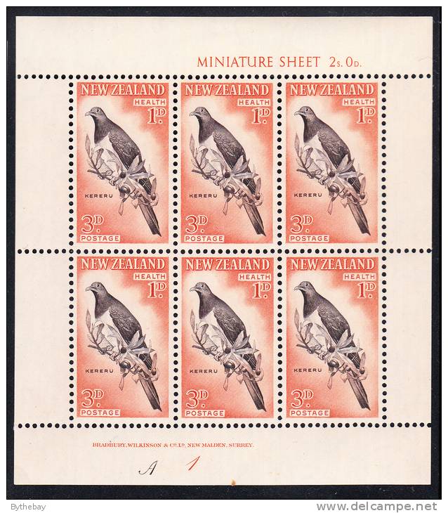 New Zealand Scott #B60a MH Miniature Sheet Of 6 Health Stamps - Kereru - Nuevos