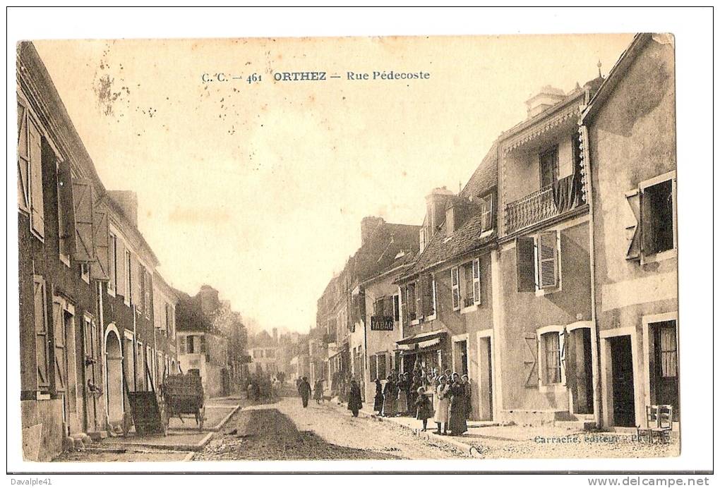 64 ORTHEZ  RUE PEDECOSTE TABAC ANIMEE TIMBREE 1936 - Orthez