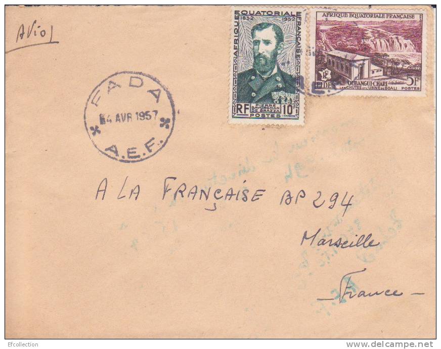Fada ( Petit Bureau ) Tchad Afrique Colonie Française Lettre Par Avion Pour Marseille  Marcophilie - Briefe U. Dokumente