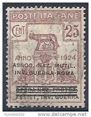 1924 REGNO USATO PARASTATALI 25 CENT - RR9831 - Franchigia