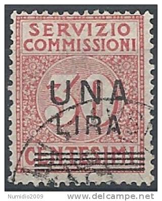 1925 REGNO USATO SERVIZIO COMMISSIONI 1 LIRA SU 30 CENT - RR9833 - Tax On Money Orders