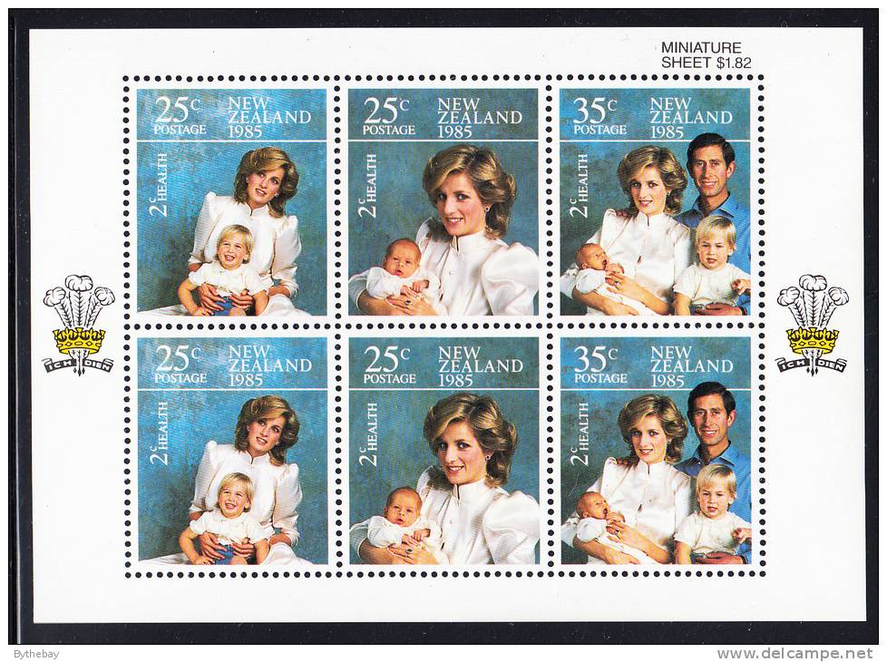 New Zealand Scott #B123a MNH Miniature Sheet Of 6 Health Stamps - Prince Harry's Birth - Unused Stamps