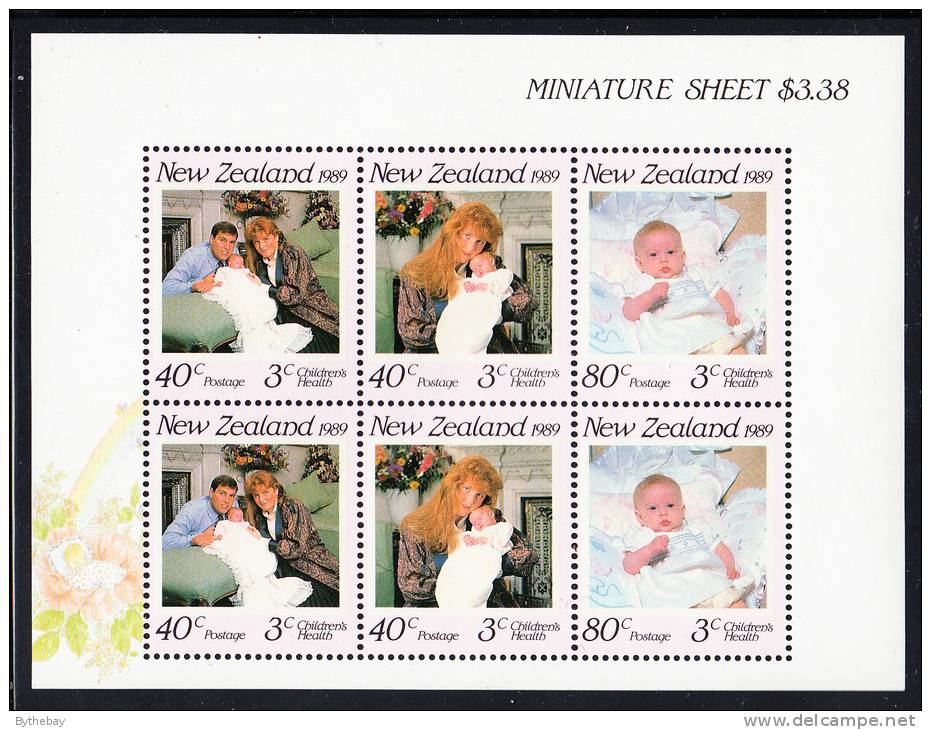 New Zealand Scott #B136a MNH Miniature Sheet Of 6 Health Stamps - Princess Beatrice's Birth - Unused Stamps