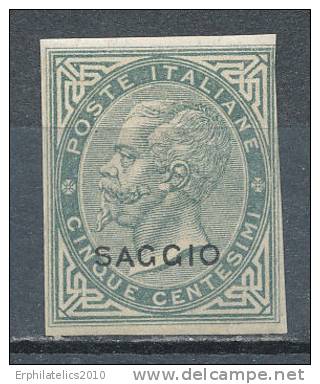 ITALY 1863 KING VICTOR EMENUEL II,SC# 26 IMPERF WITH SPECIMEN OVPT "SAGGIO"  VF M OG - Neufs