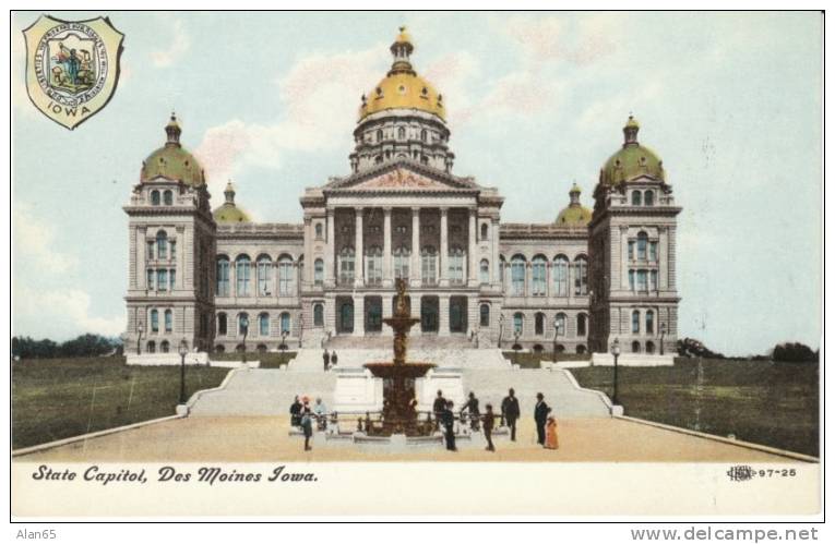 Des Moines IA Iowa, State Capitol Building Architecture, C1910s Vintage Postcard - Des Moines