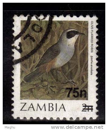 Zambia Used 1987, Surcharge Series, Type II, 75n On 2n, Bird, - Zambie (1965-...)