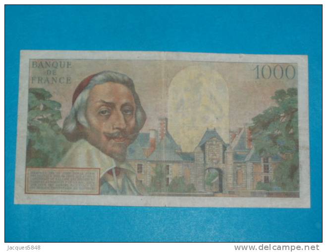 1000 Fr Richelieu Type 1953 Du 7-10-1954 - TB +   N° 58051 - R. 74  - épinglages - Plis - 3 PETITES COUPES - 1 000 F 1953-1957 ''Richelieu''