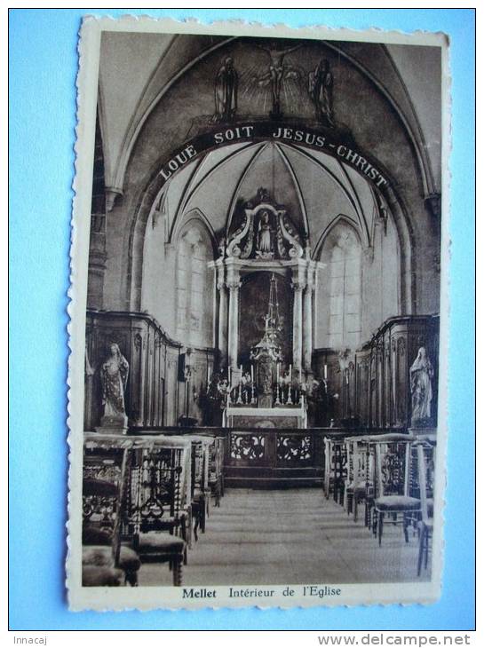 Ma Réf:  54-15-27.                MELLET      Intérieur De L'Eglise.   ( Teinte Bistre ). - Les Bons Villers