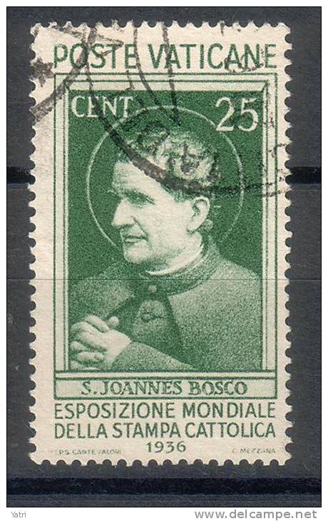 Vaticano - 1936 - Esposizione Mondiale Della Stampa Cattolica - 25c. Usato - Oblitérés