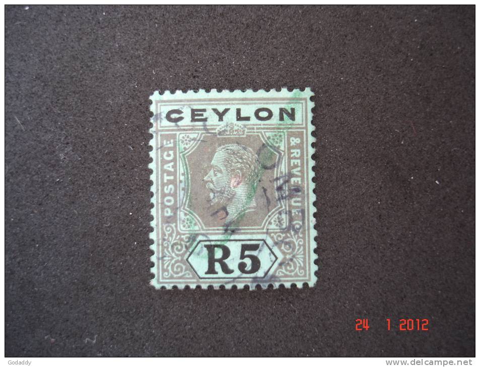 Ceylon  1912  K.Edward VII    5 R    Black / Green   SG317     Used - Ceylon (...-1947)